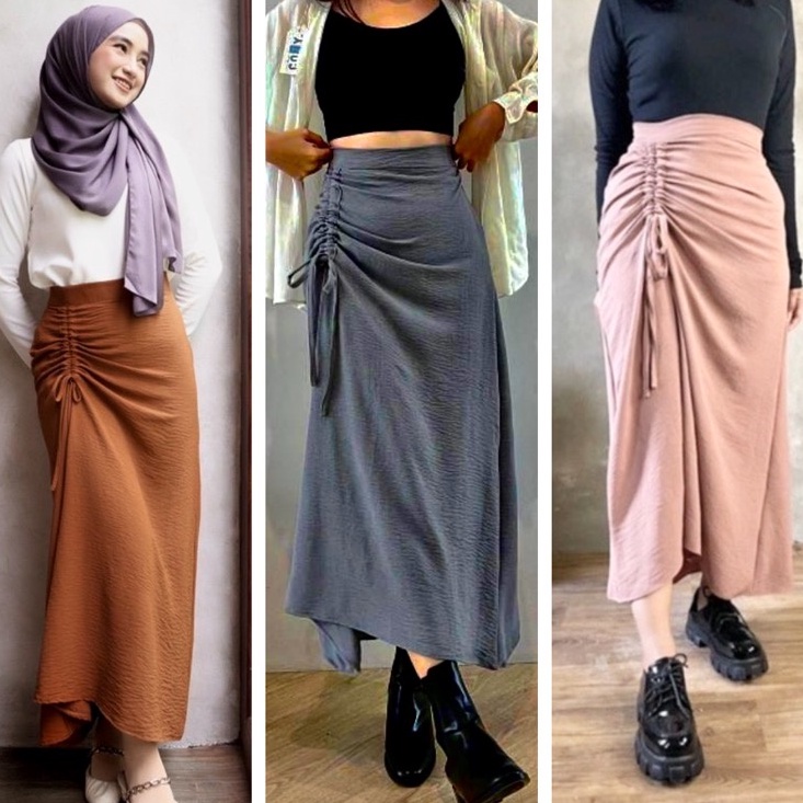 Terbaru PROMO ROK SERUT KOREA CRINKLE / ROK SERUT CRINGKEL /ROK KOREA CASUAL