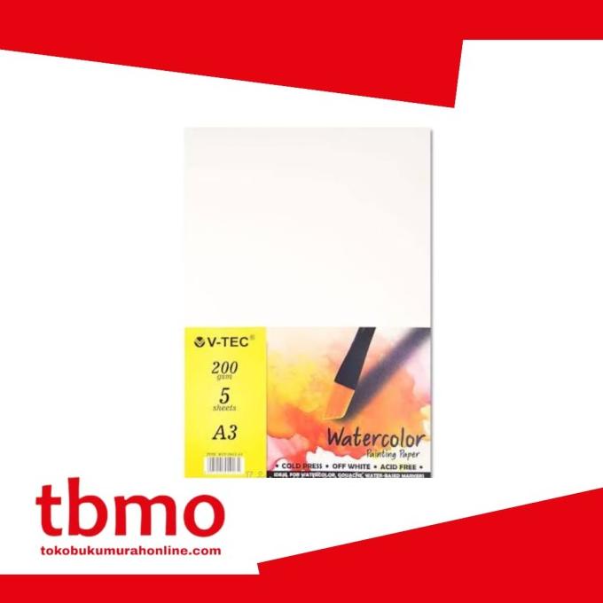 

TBMO WATER COLOUR PAINTING PAPER 5SHEETS/200GR A3 V-TEC