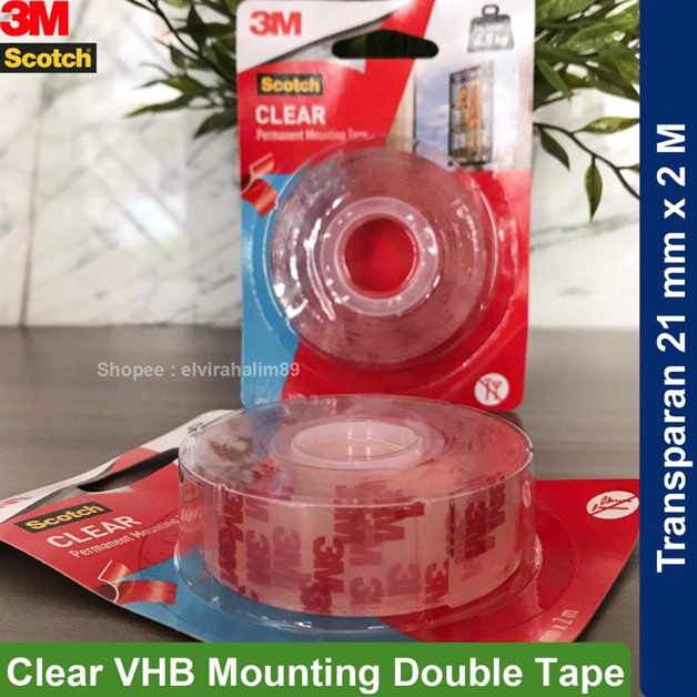 

Baru.. 3M Scotch Double Tape VHB Mounting TRANSPARAN Clear 21 mm x 2 M READY STOCK CSE