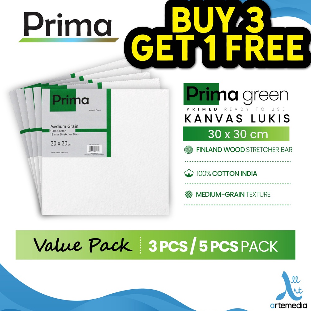 

Super Sale.. Kanvas Lukis Prima Green 30x30cm Value Set Cotton Canvas ZHT