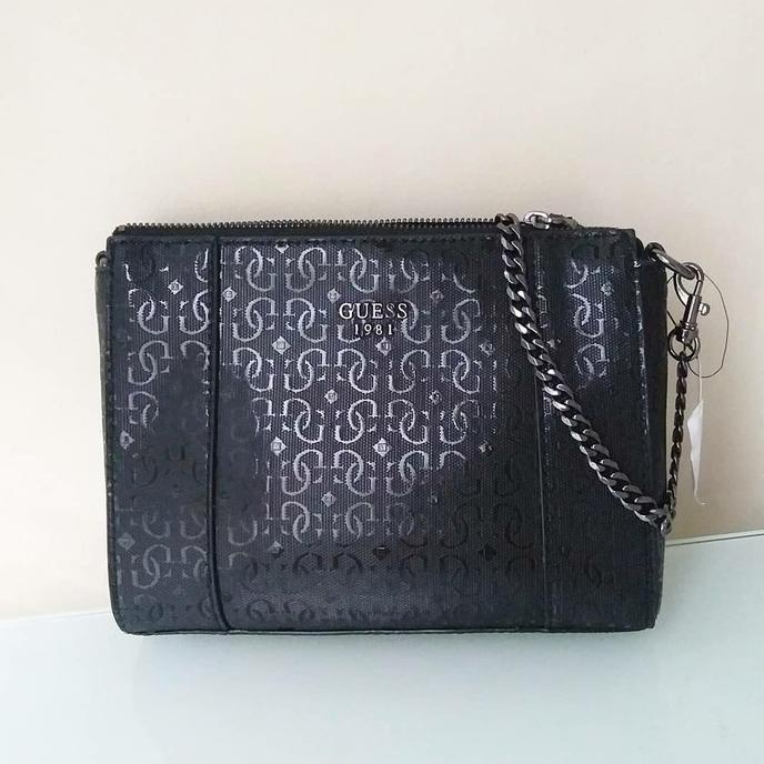 Tas Selempang Wanita Guess Original Kam Hitam Black Glossy Tasyahardiyanti97