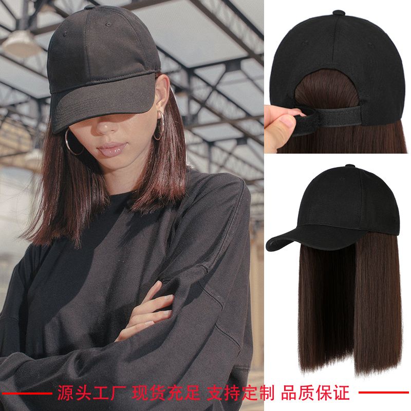❒Wig wanita topi wig satu musim panas baru memuncak topi pendek rambut lurus tulang selangka rambut 
