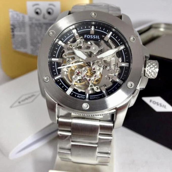 Jam Tangan Pria Otomatis Fossil Rantai Warna Silver Fashion Sporty Flyzzy.Store