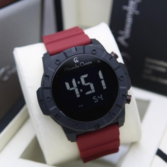 Jam Tangan Pria Digital Alexandre Christie Ac 9364 Ac9364 Black Red Flyzzy.Store