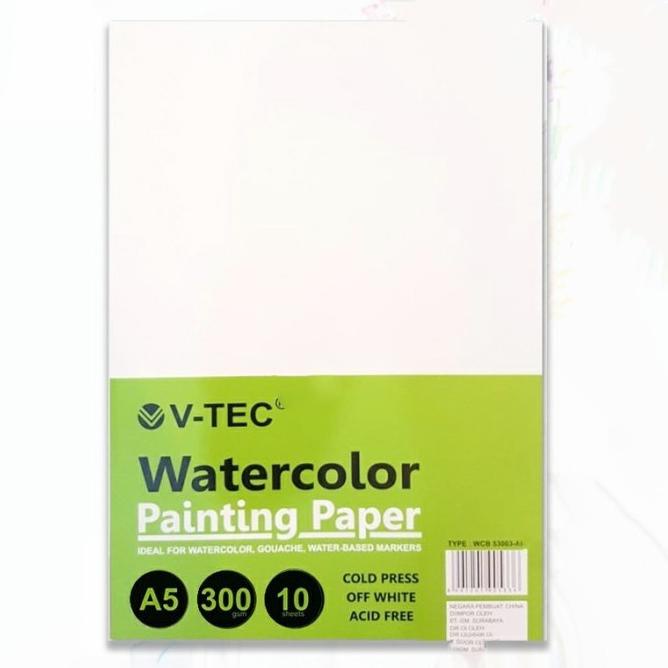 

Kertas Lukis Watercolor Painting Paper V-tec Vtec 300 gsm A5 10 sheets