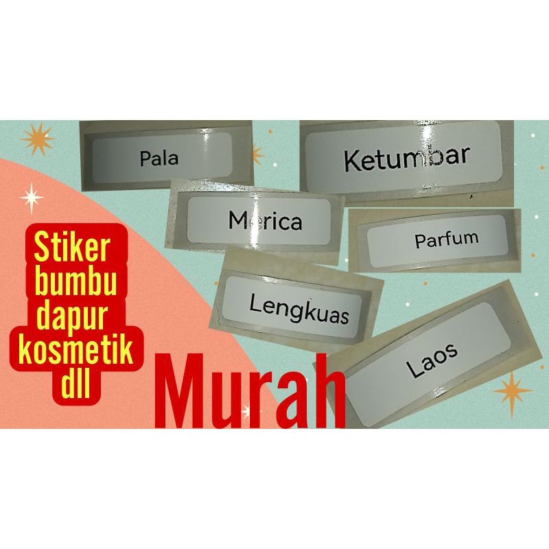 

Stiker label putih nama bumbu dapur dan kosmetik
