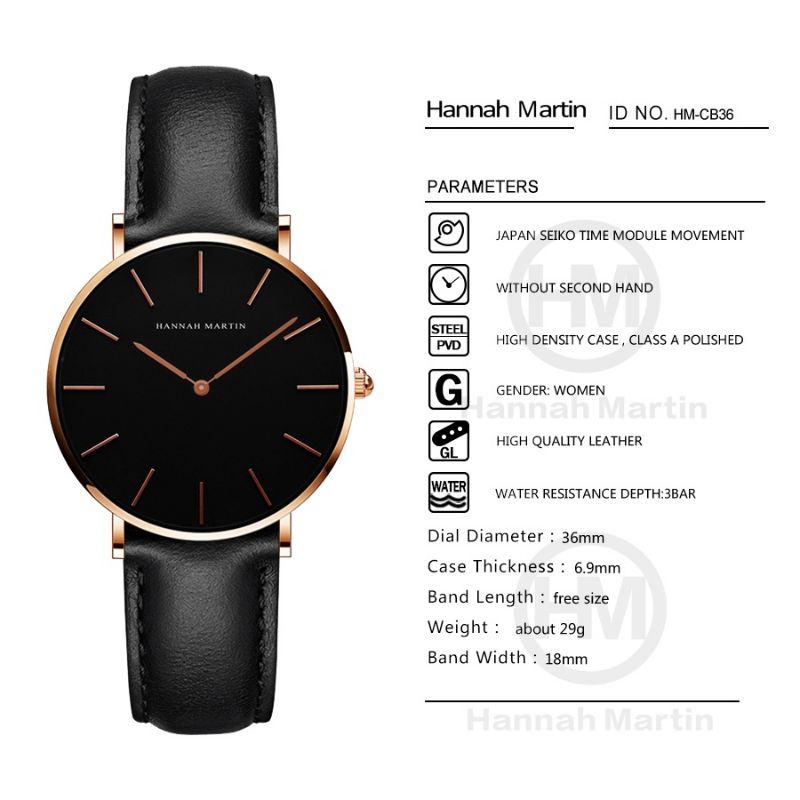 Jam tangan wanita murah, jam cantik, elegan hannah martin