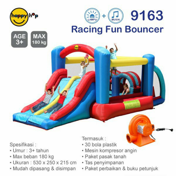 Terlaris Happy Hop 9163 Racing Fun Bouncer Rumah Balon Trampolin