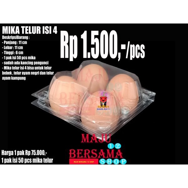 Terlaris Mika Telur Ayam Plastik Isi 4 Butir - Isi 50 Pcs Perpak Mika Telur