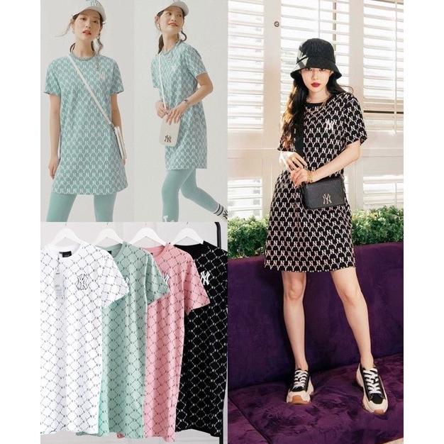 MLB NY Monogram Allover Short Sleeve Dress - ORI