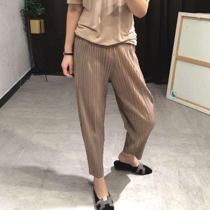 ANYTIME PANTS PLISKET WANITA CELANA PANJANG IMPORT PLEATS KOREA