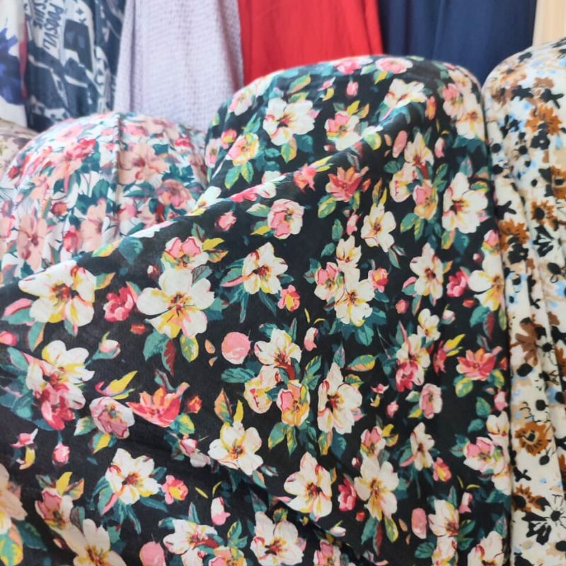 Kain Bahan katun silky motif cantik  | Bahan gamis, outer, blouse