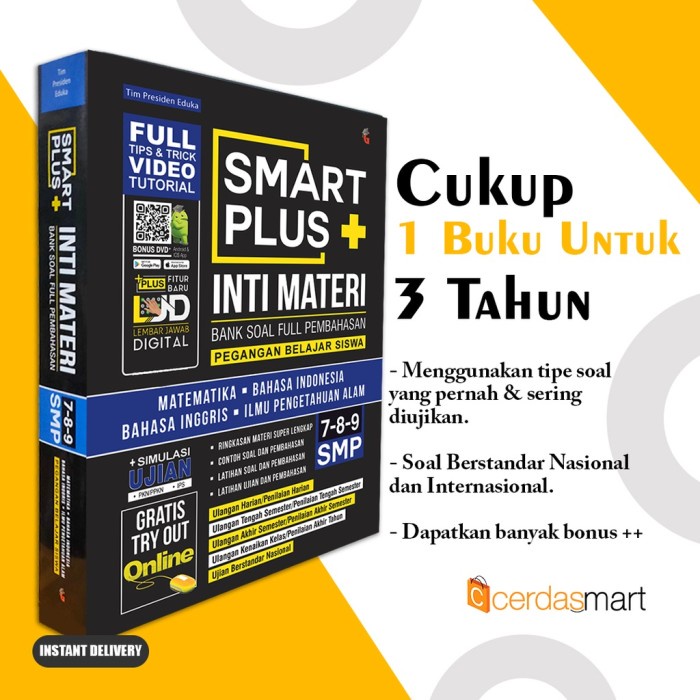 PROMO BUKU PELAJARAN SMP: SMART PLUS SMP MTS INTI MATERI BANK SOAL FULL TERLARIS