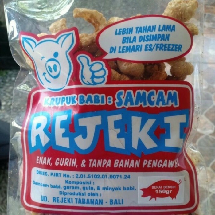 

Krupuk Samcan Kulit Babi Rejeki Khas Bali 200 gr wmf04