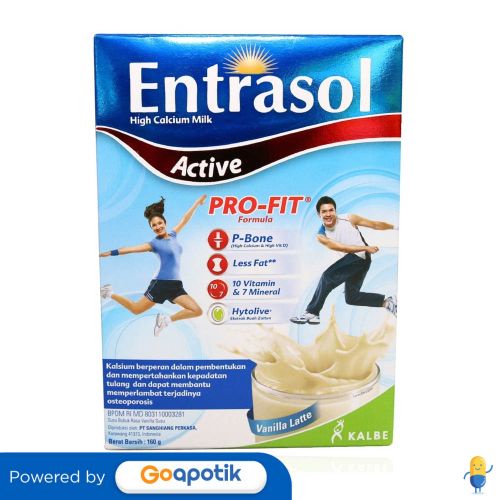 

ENTRASOL ACTIVE SUSU RASA VANILA LATTE BOX 160 GRAM