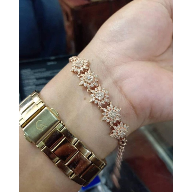 Gelang berlian model bintang laut Berlian asli ikat emas 50%