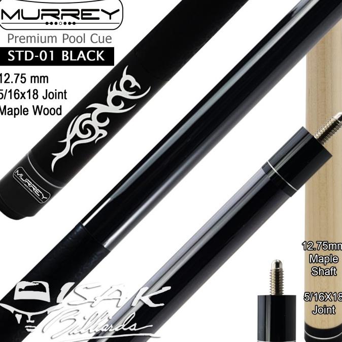 Murrey STD-1 - Maple Pool Billiard Cue Stick - Stik Biliar - Hitam