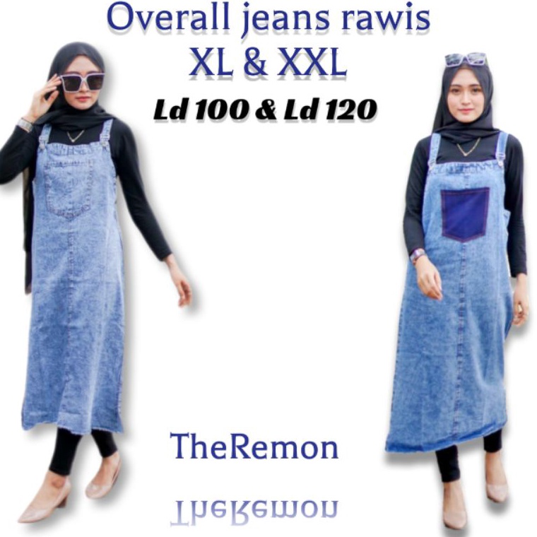 ₹ PROMO OVERAL JEANS FIT XL & XXL/OVERAL JEANS BIG POCKET JANETA/OVERALL ROK KODOK JEANS/OVERALL JUM