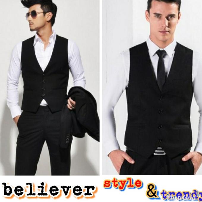 Rompi pria hitam-Vest pria hitam- Jas blazer pria-Blazer pria-rompi ja