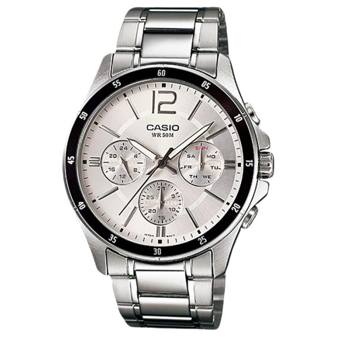 Casio Mtp-1374D-7Avdf Enticer Men Silver Dial Stainless Steel Strap