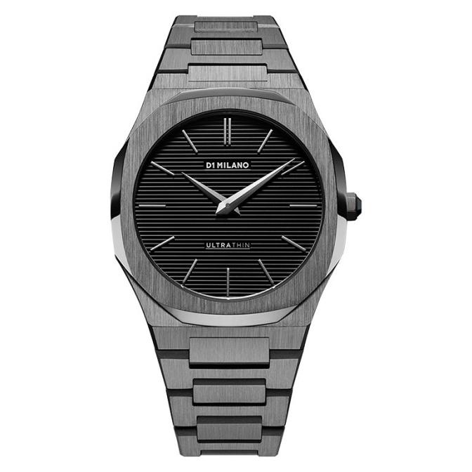 Jam Tangan Pria D1 Milano Ultra Thin D1-Utbj15 Black Dial Gunmetal St