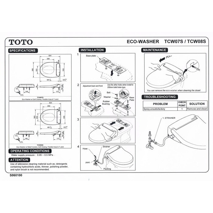 HOT SALE TUTUP ECO WASSER TOTO TCW-07S ORIGINAL TUTUP KLOSET SMART WASSER TERMURAH