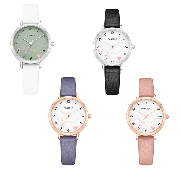 FLASH SALE PANMILA JAM TANGAN KASUAL WANITA ORI P0605M-DZ1RLW TALI KULIT PINK TERBARU