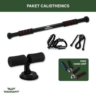 Paket Calisthenics Wannafit Pull Up Bar Push Up Sit Up Skipping Pvc