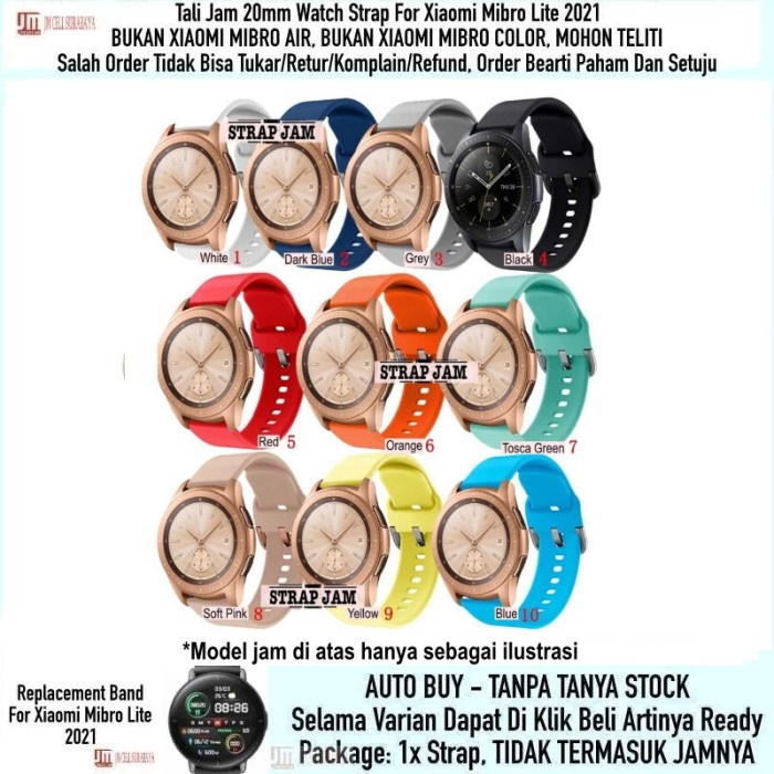 PROMO ATS ATL 20MM TALI JAM TANGAN MIBRO LITE - STRAP RUBBER SILIKON ANEKA TERBARU