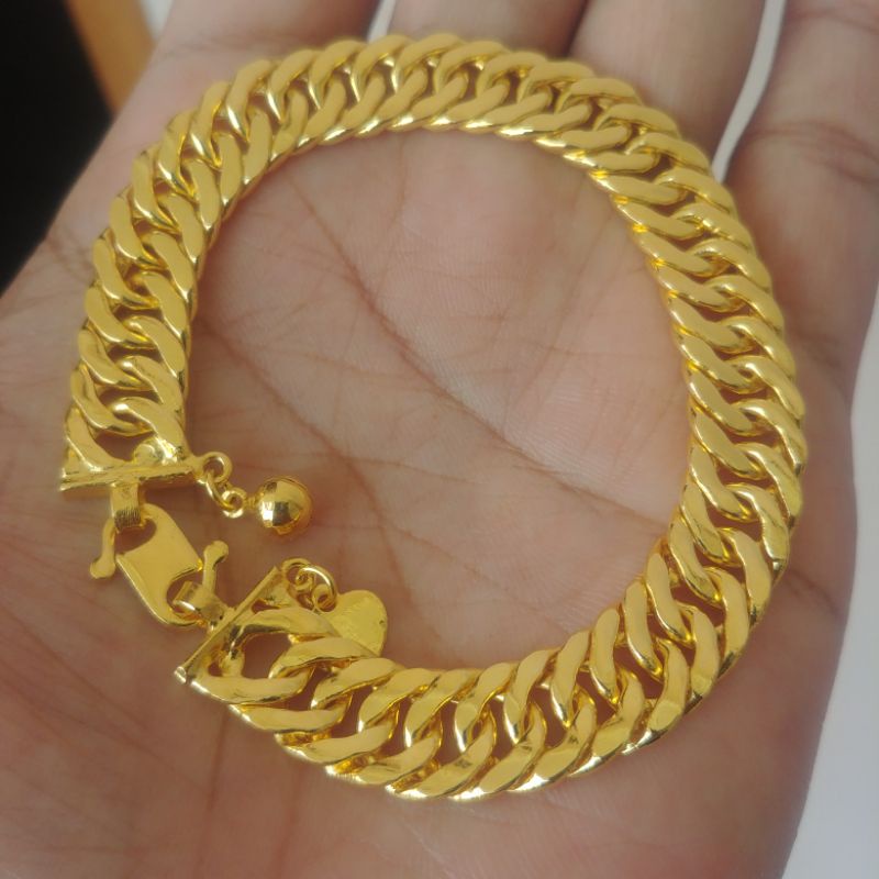 Gelang Rantai Lipan Jumbo Lapis Emas 24k Lebar 10mm