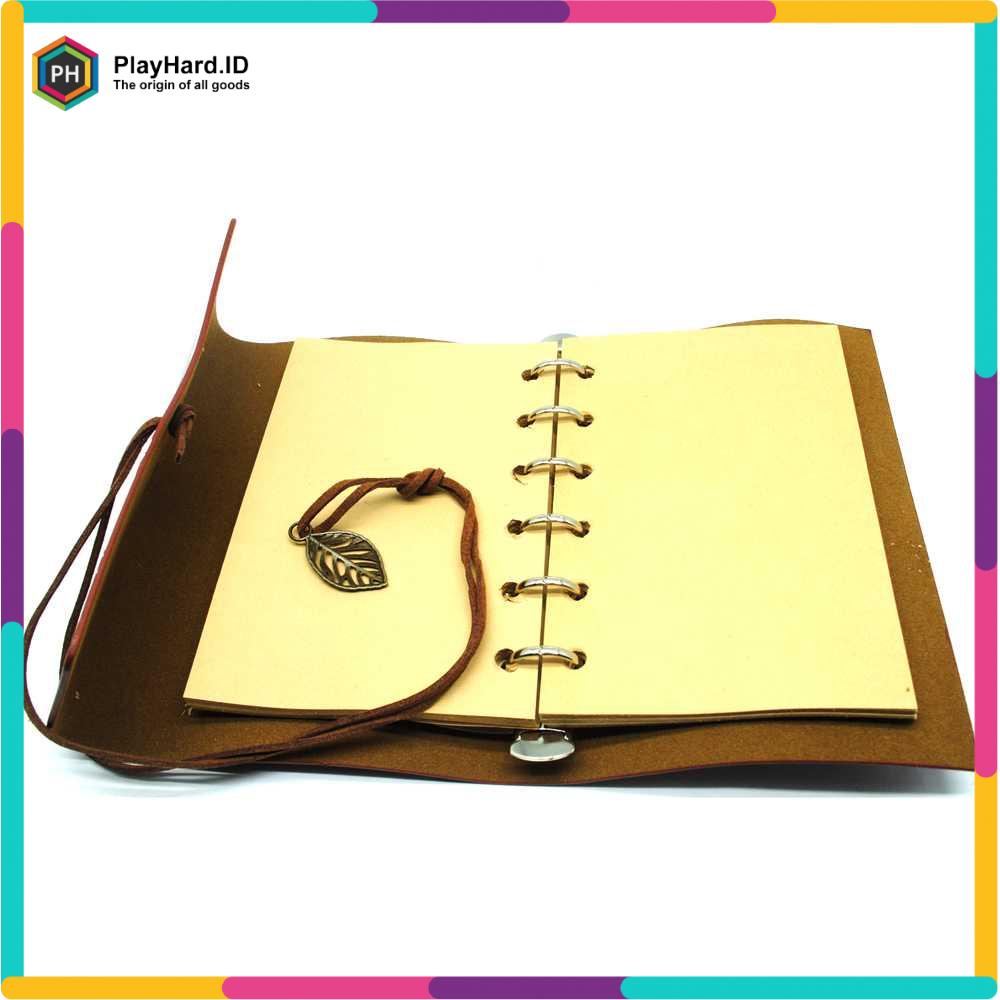 

Buku Catatan Binder Kulit Retro Leaf Kertas B7 - BSD666