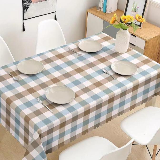 Taplak Meja Makan Meteran,PVC Bunga Krem Kombinasi Mas,Perawatan mudah