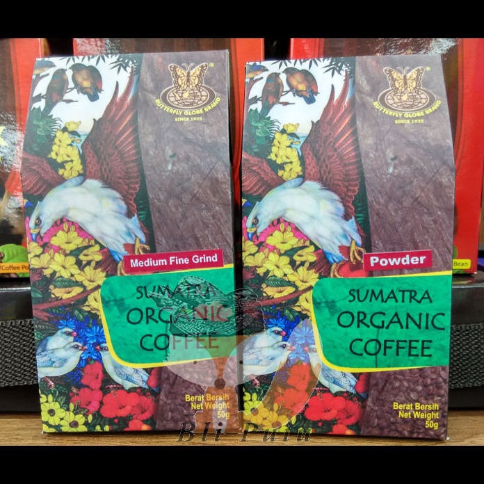 

Kopi Bali Jawa Sumatra Organik Kupu - Kupu Bola Dunia - 100gr pen04