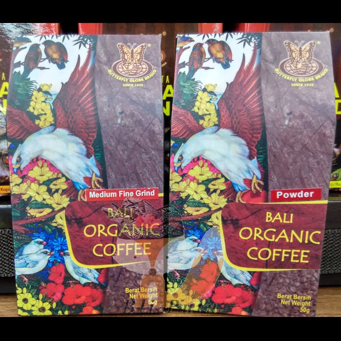 

Kopi Bali Jawa Sumatra Organik Kupu - Kupu Bola Dunia - 50gr pen04