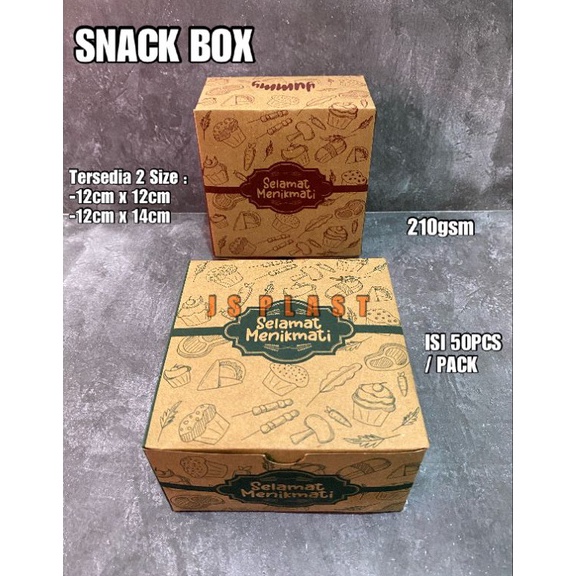 

Harga Obral.. (ISI 50PCS) Snack Box 12x12cm 12x14cm / Dus Kue Bahan Kraft / Dus Snack 0IS