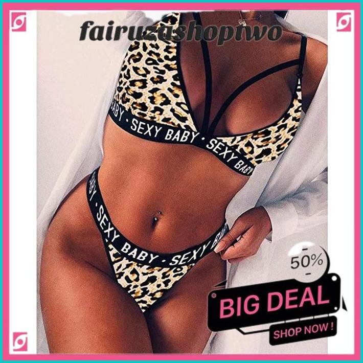 SET BRA LINGERIE SEXY & CELANA DALAM MOTIF LEOPARD HALUS TRANSPARANT WANITA GSTRING DISKON GEDE 