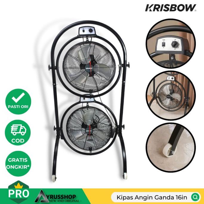 ] Kipas Angin Ganda Industrial Double Fan Krisbow 16in/3 Speed/Swing