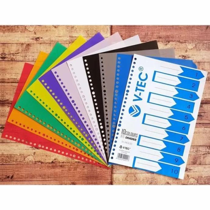 

Pembatas Binder / Divider V-TEC VT-A10 / B5 10 Colours