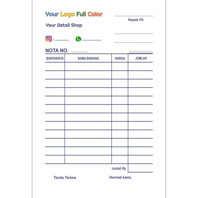 

Cetak Nota Bon 2 Rangkap/Ply Warna Full Color