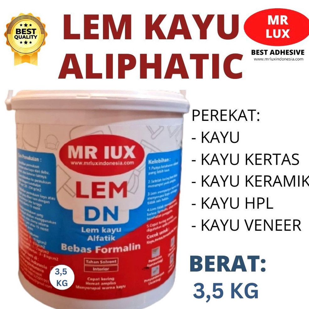 

Laris.. lem kayu APLIPHATIC MR LUX lengket cepat kering kemasan 3,5 kg 94