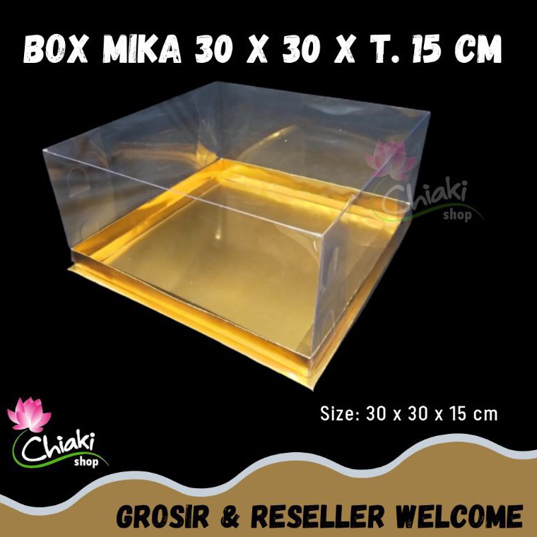 

Model Keren.. Box Mika GOLD Uk 30 x 30 x T. 15 cm Cake Pudding Tart Dus Emas Karton Tebal CHIAKI NEW
