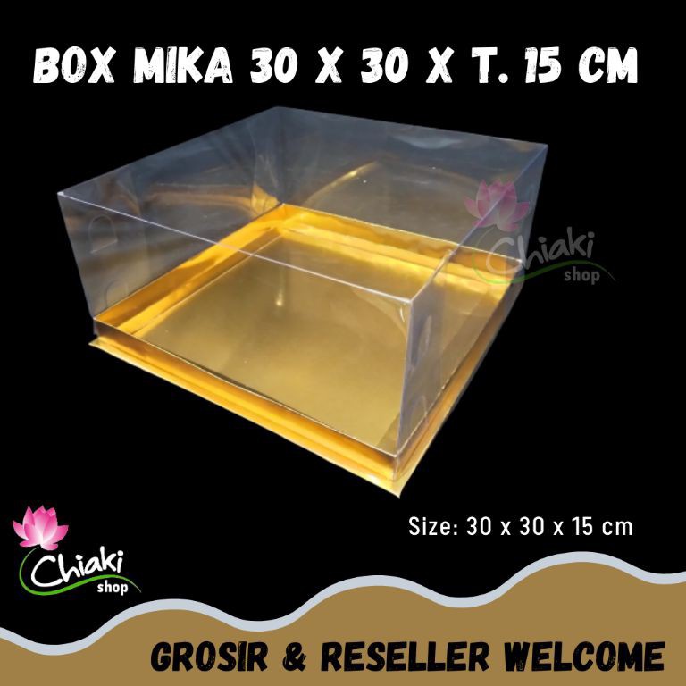 

Murah Banget Box Mika GOLD Uk 30 x 30 x T. 15 cm Cake Pudding Tart Dus Emas Karton Tebal CHIAKI 03V