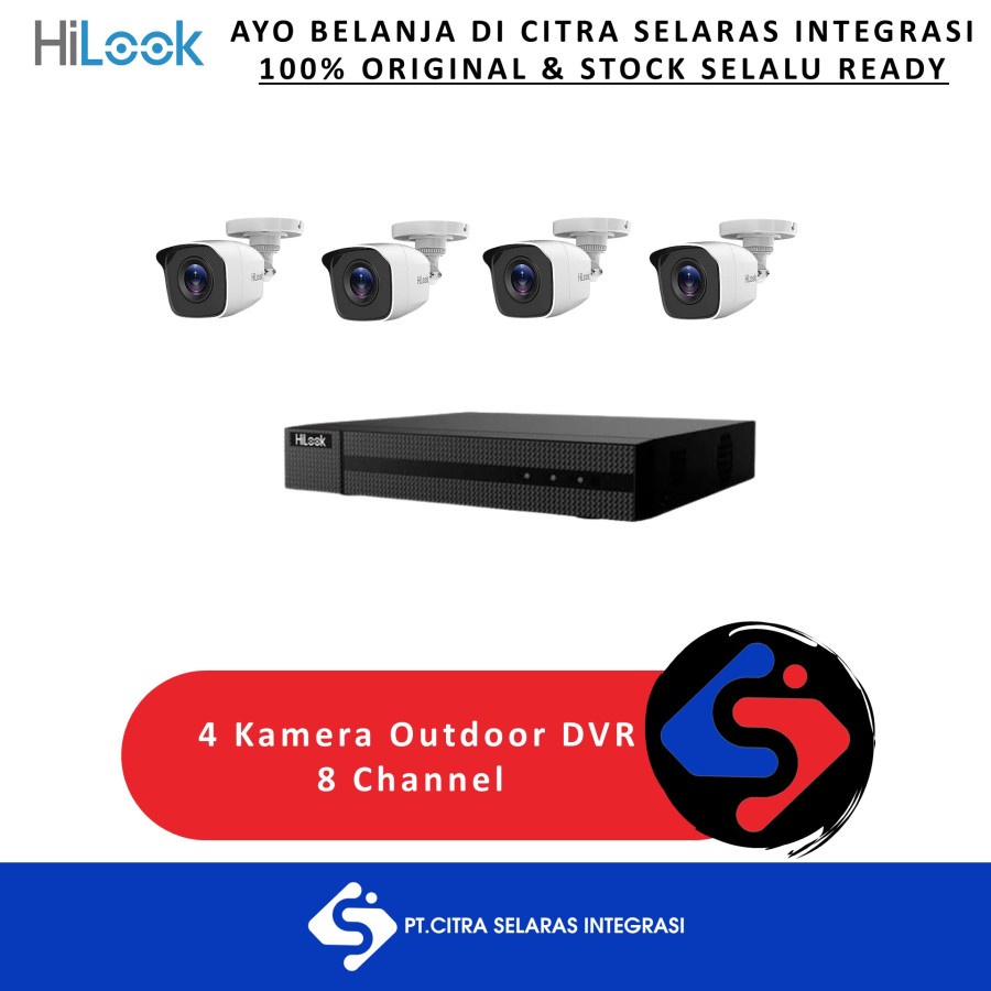 PAKET CCTV HILOOK 4 Kamera Outdoor DVR 8 Channel