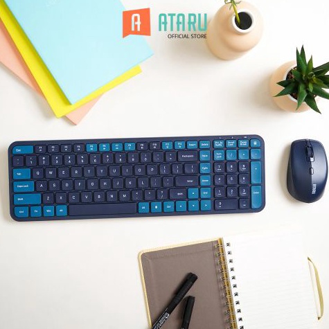 Terbaru.. Ataru Wireless Keyboard K902 & Mouse M31 - Biru AKQ
