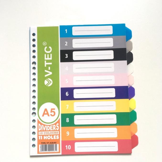 

Pembatas Binder / Divider V-TEC VT-A10 / A5 10 Colours