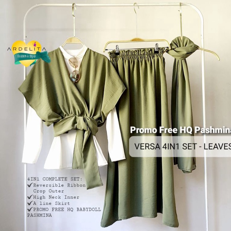 Terlaku. VERSA 4IN1 SET OOTD HIJAB ROK KOREAN OUTFIT BAJU CEWE BUMI EARTH TONE OUTFIT OOTD CEWE KUE 