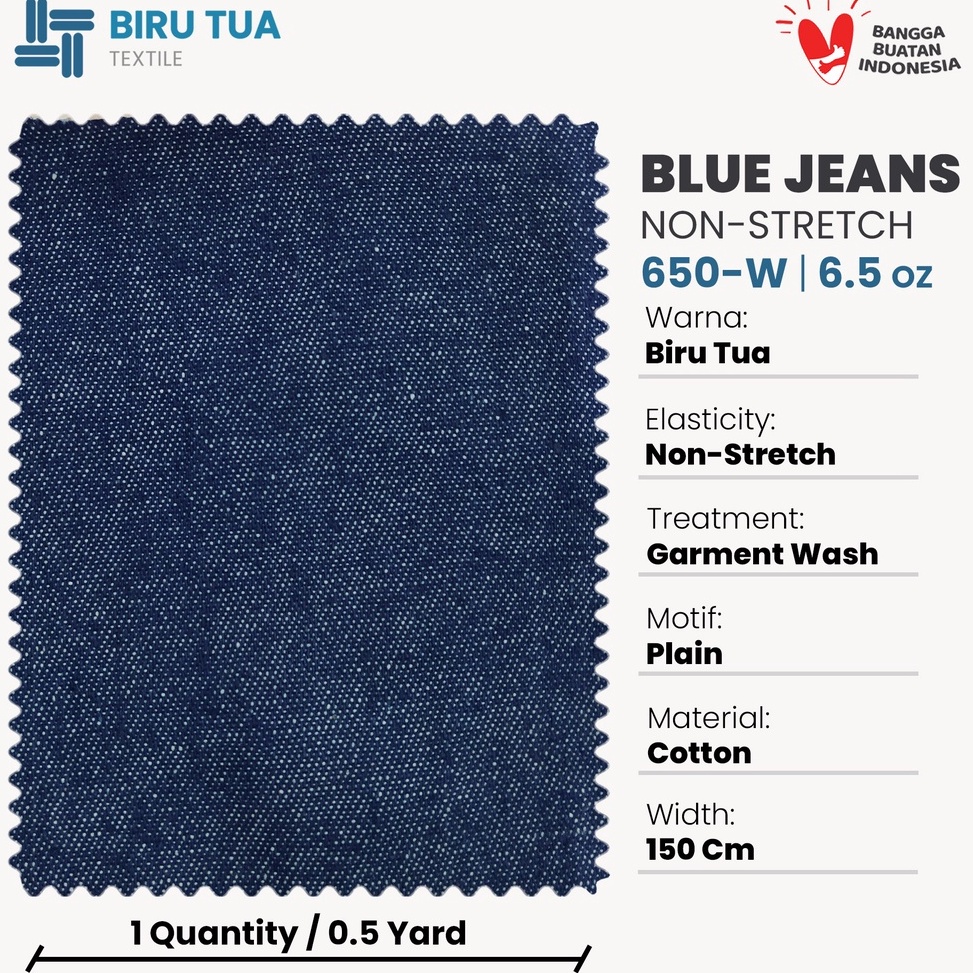 Murah.. Bahan Blue Jeans 650-W Washed | 6,5 Oz / Kain Denim / Denim Biru REI