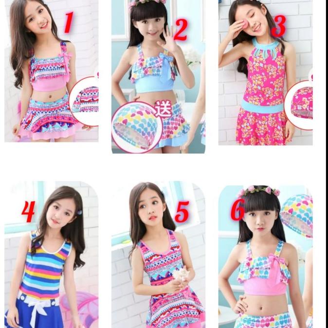 baju renang diving anak cewek motif usia 5-14 tahun