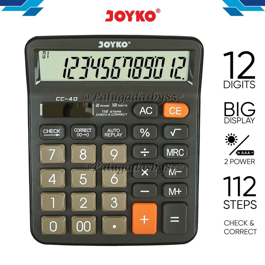 

Ready Kalkulator Joyko CC-40 12 Digits Check Correct (1 Biji) / Calculator Joyko CC-40 / Joyko CC 40 / CC40 EMC