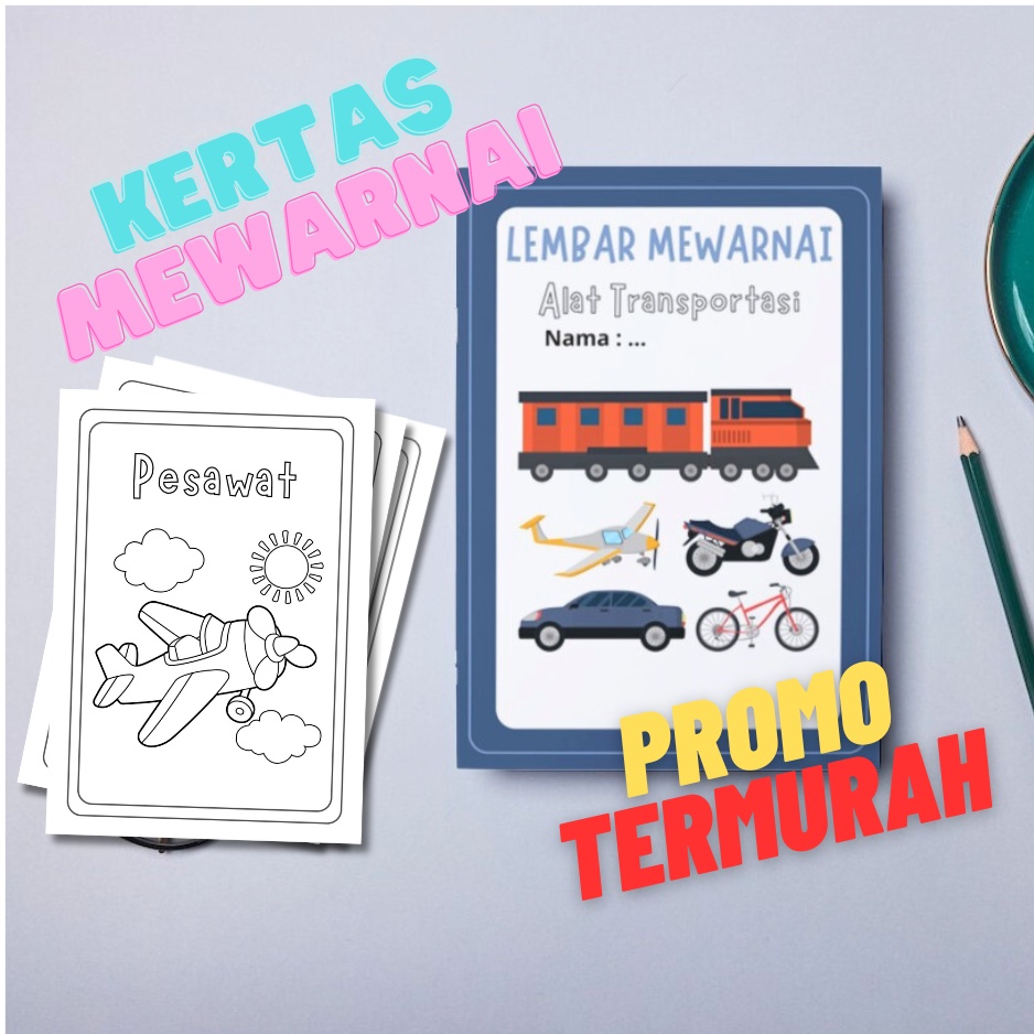 

KERTAS MEWARNAI GAMBAR EDISI TRANSPORTASI ukuran A4 untuk Anak PAUD TK Dan SD PROMO TERMURAH !!